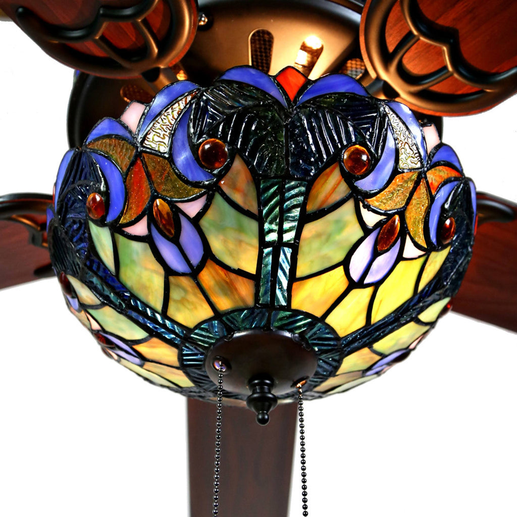 Blue Stained Glass Ceiling Fan I46826