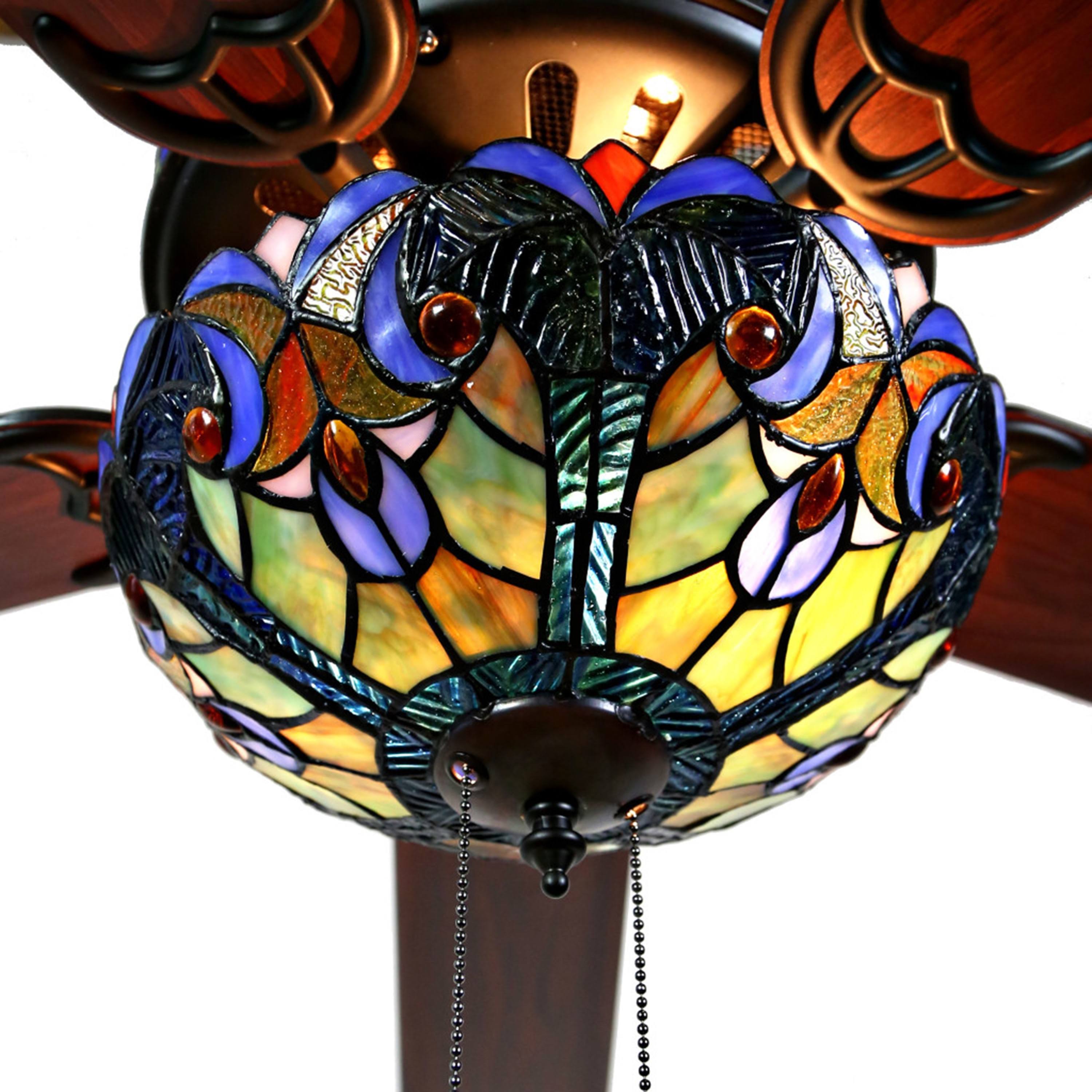 Blue Stained Glass Ceiling Fan I46826