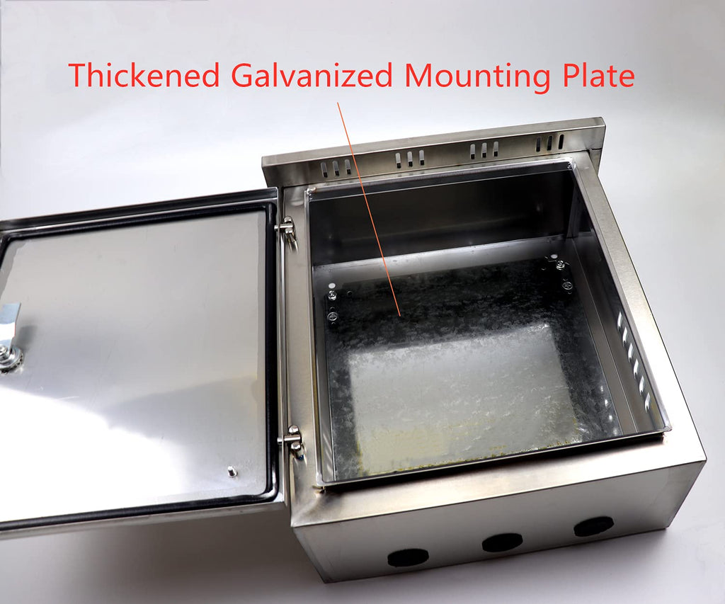304 Stainless Steel Outdoor Electrical Enclosure Box 20 H x 16 W x 8 D with Mounting Plate O160