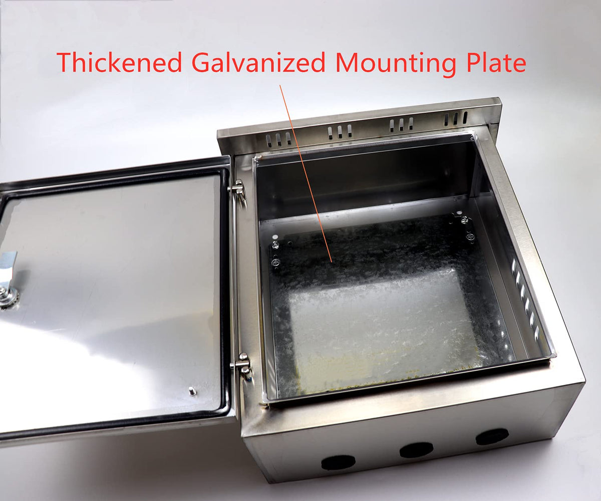 304 Stainless Steel Outdoor Electrical Enclosure Box 20 H x 16 W x 8 D with Mounting Plate O160
