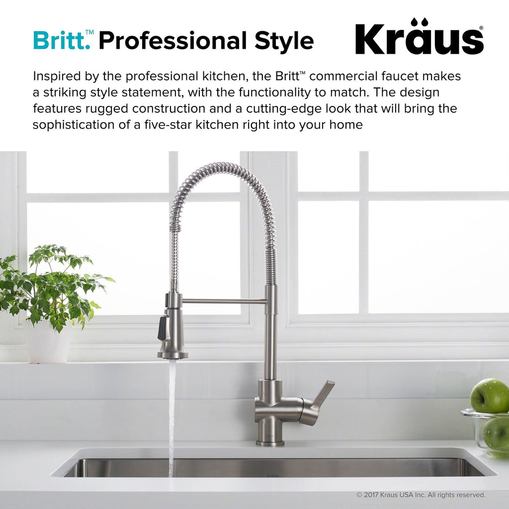 Brushed Gold & Matte Black Commercial Kitchen Faucet with Dual Function Sprayhead O220100