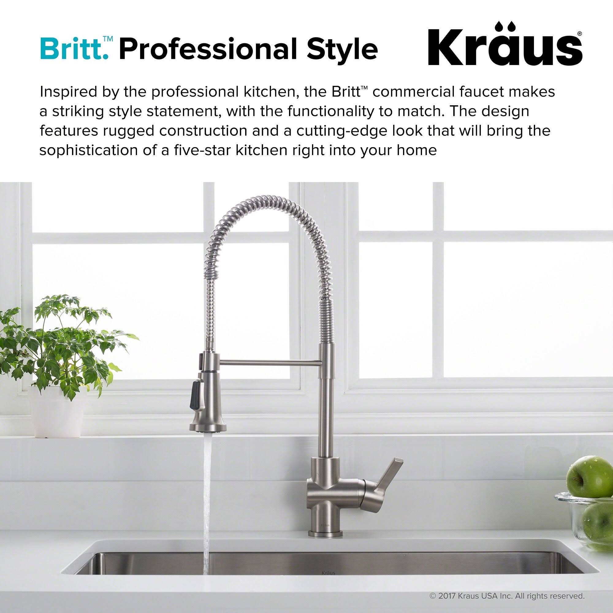 Brushed Gold & Matte Black Commercial Kitchen Faucet with Dual Function Sprayhead O220100