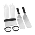 7 Pcs Griddle Accessory Set with Heat-Resistant Spatulas, Scraper, Squeeze Bottles, Egg Rings V8477