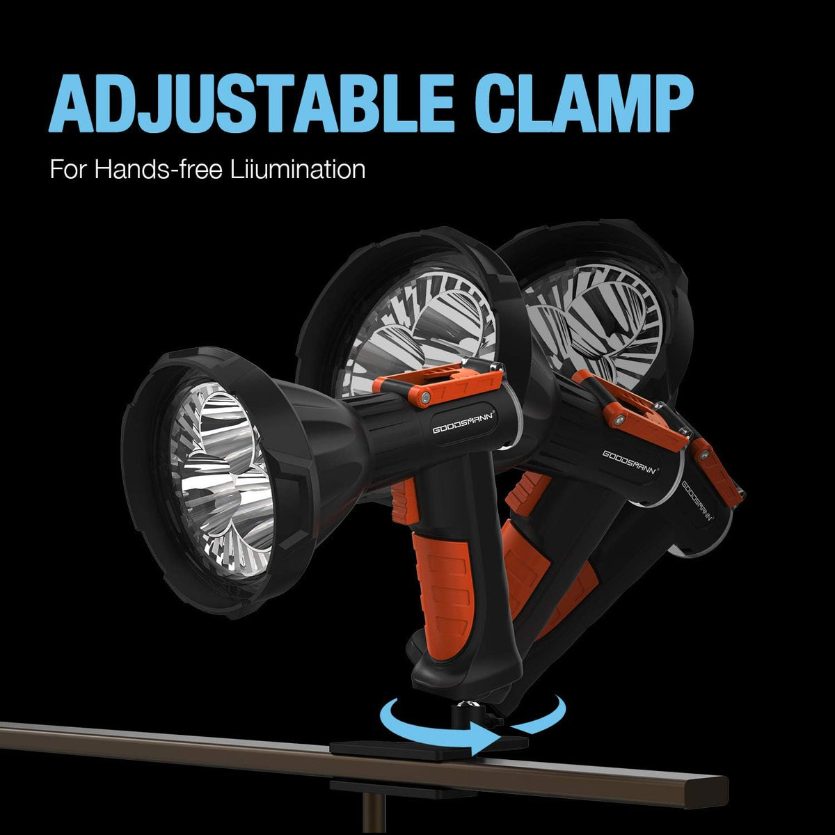 Rechargeable 4000 Lumen LED Spotlight with Detachable Red Light Filter W9175