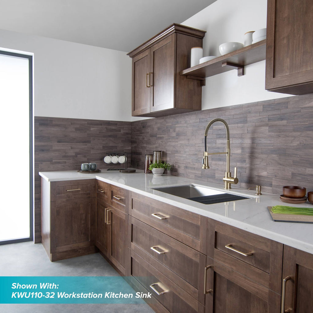 Brushed Gold & Matte Black Commercial Kitchen Faucet with Dual Function Sprayhead O220100