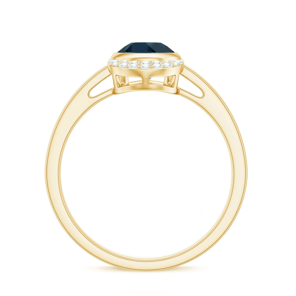 14K Yellow Gold Teardrop Ring with Diamond Y737