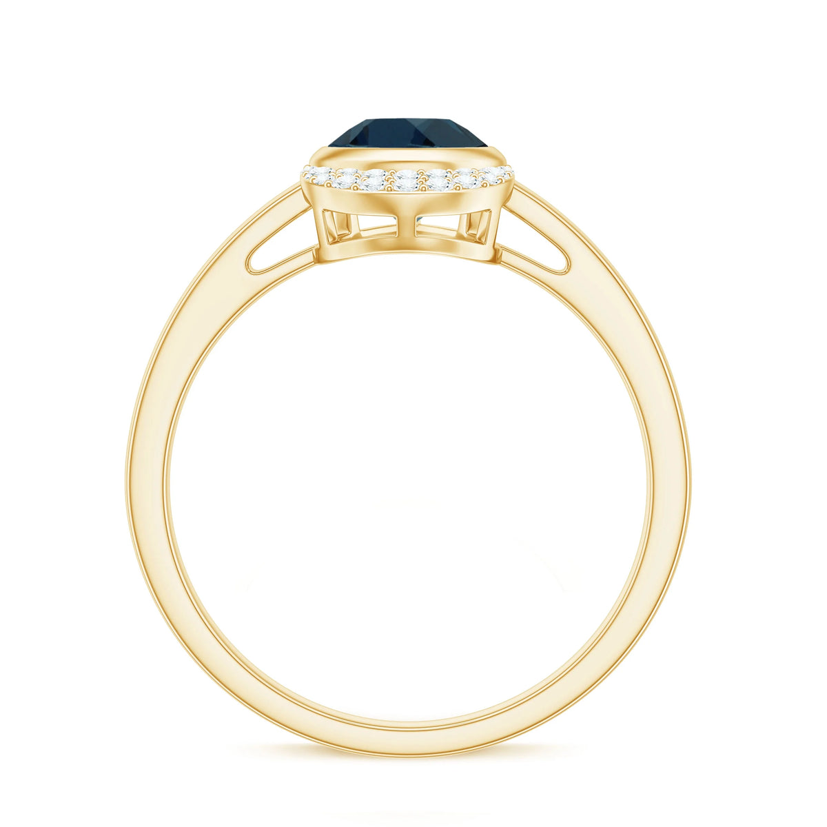 14K Yellow Gold Teardrop Ring with Diamond Y737