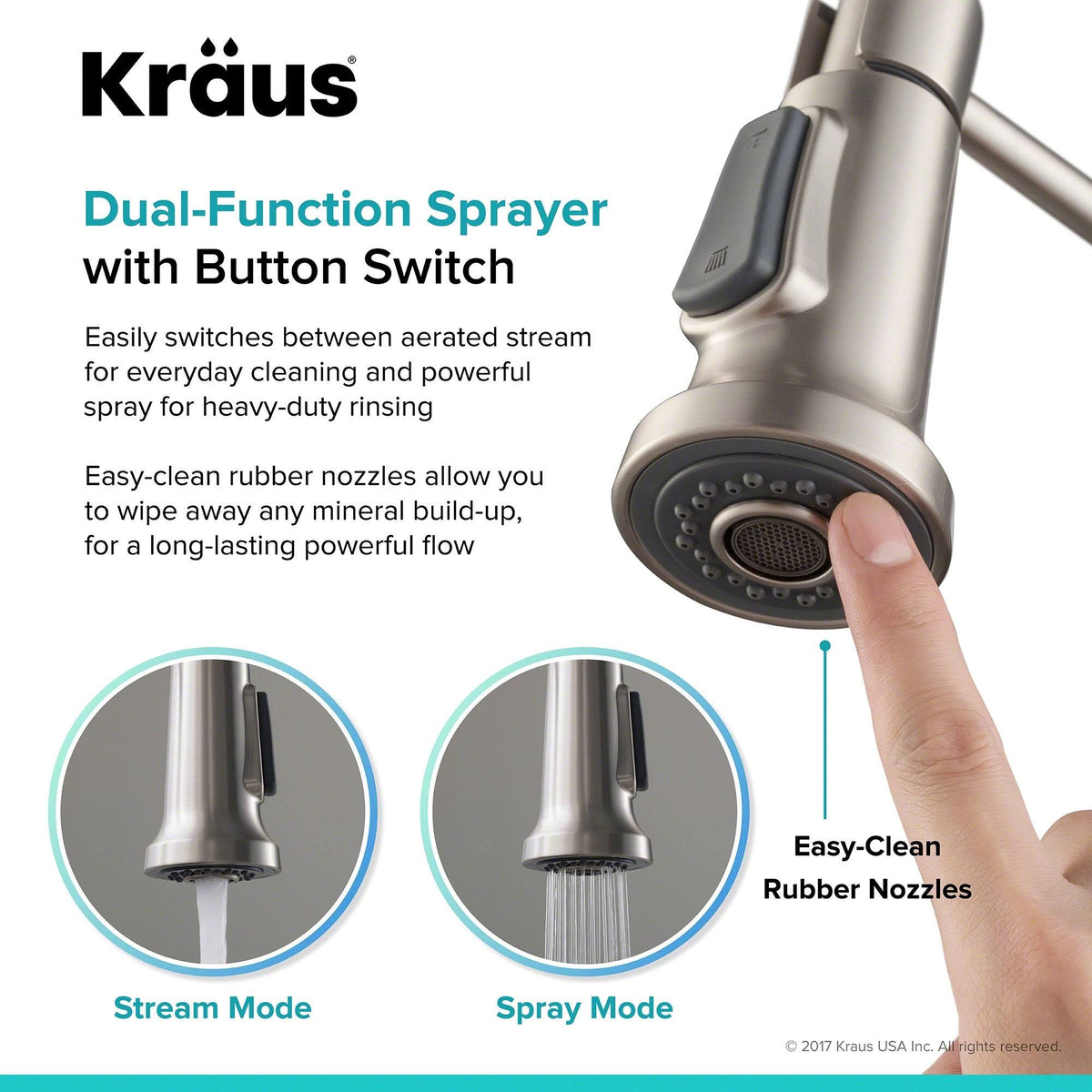 Brushed Gold & Matte Black Commercial Kitchen Faucet with Dual Function Sprayhead O220100