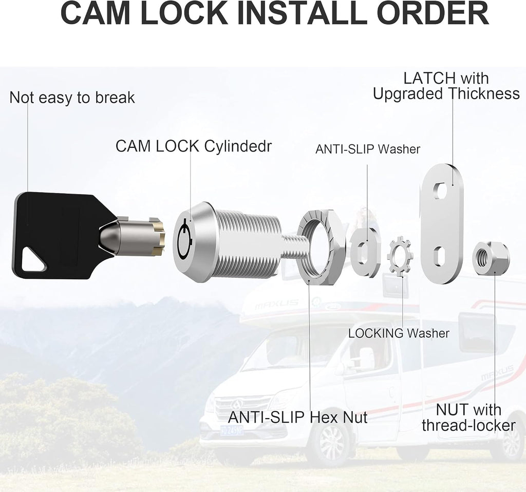 5 Pack Keyed Alike Cabinet Locks with Keys, Zinc Alloy V97164