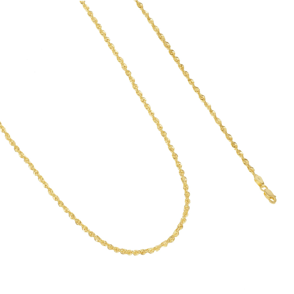 14k Yellow Gold 2.5mm Rope Chain Necklace M789