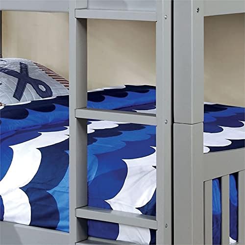 Twin Over Twin Wood Bunk Bed in Gray G578