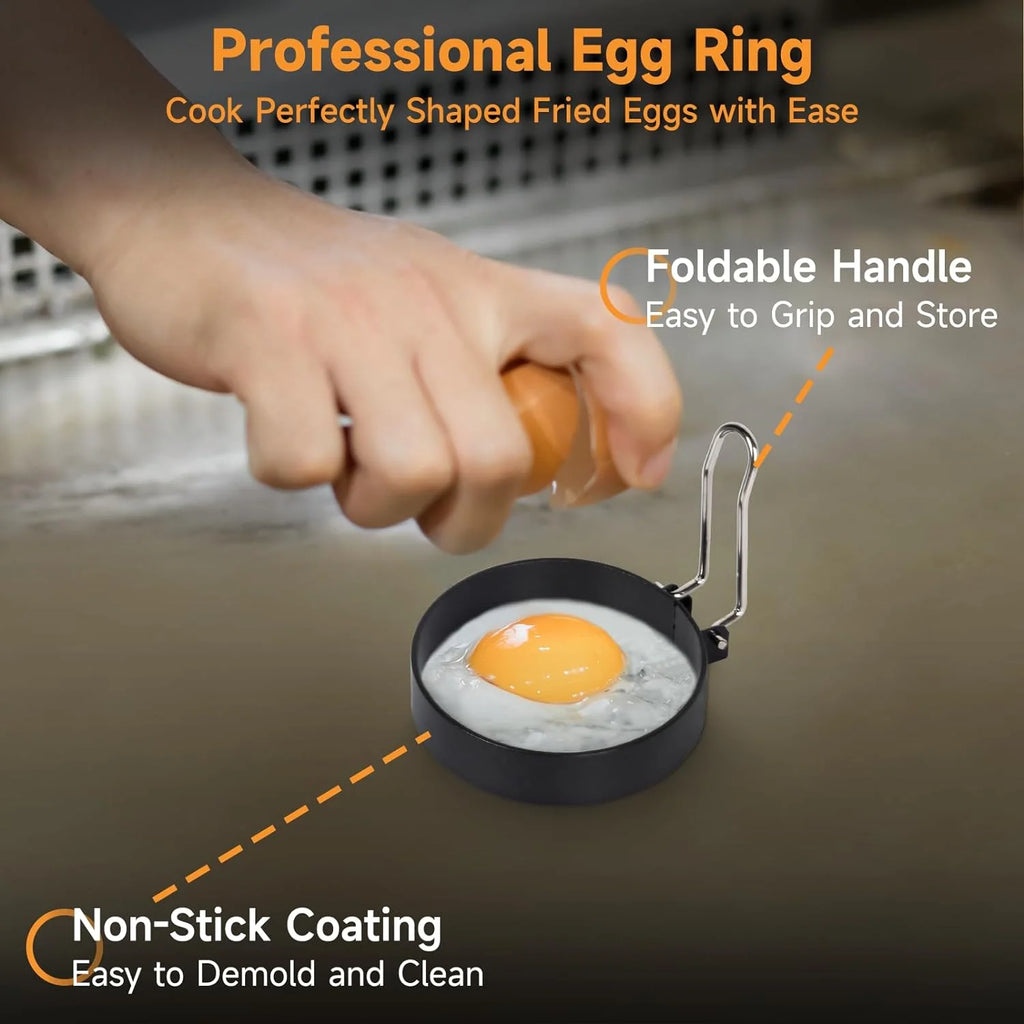7 Pcs Griddle Accessory Set with Heat-Resistant Spatulas, Scraper, Squeeze Bottles, Egg Rings V8477