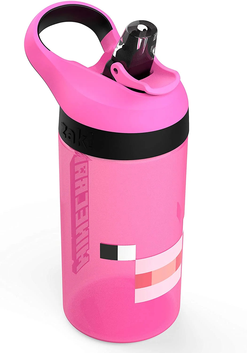 Minecraft 16 oz BPA-Free Plastic Kids Water Bottle with Straw, 2pc Set W5885