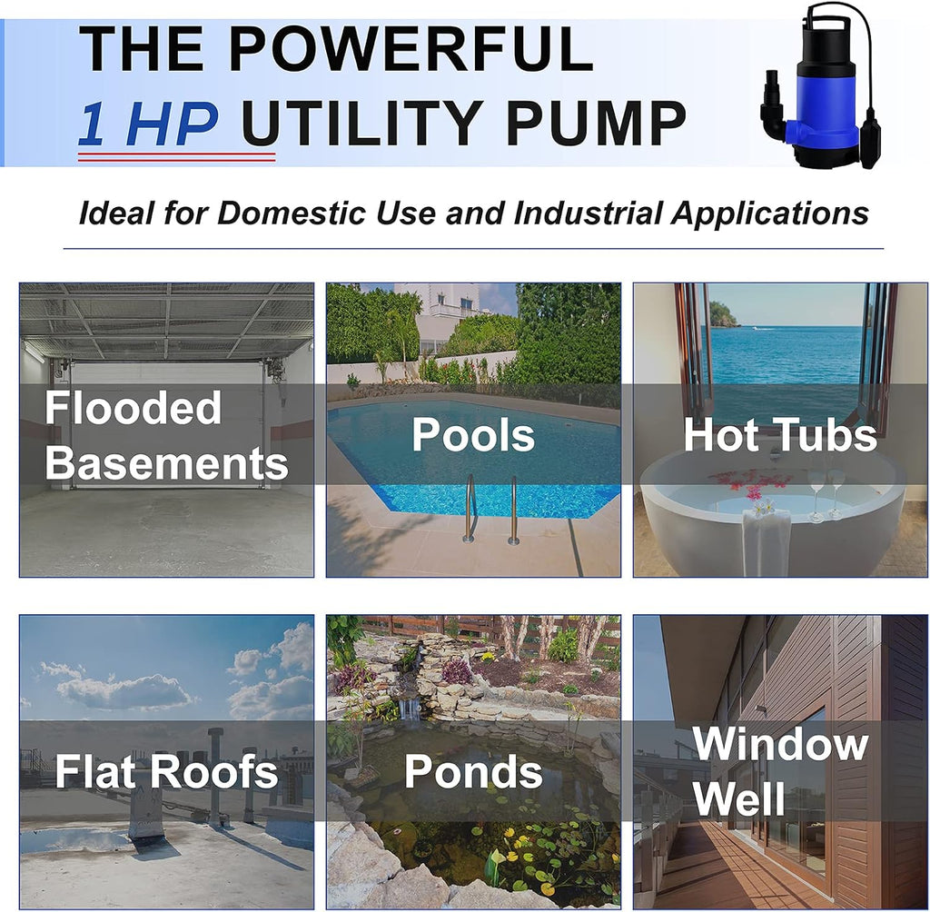 2 Pack 750W Submersible Dirty Water Pump with Float Switch K611