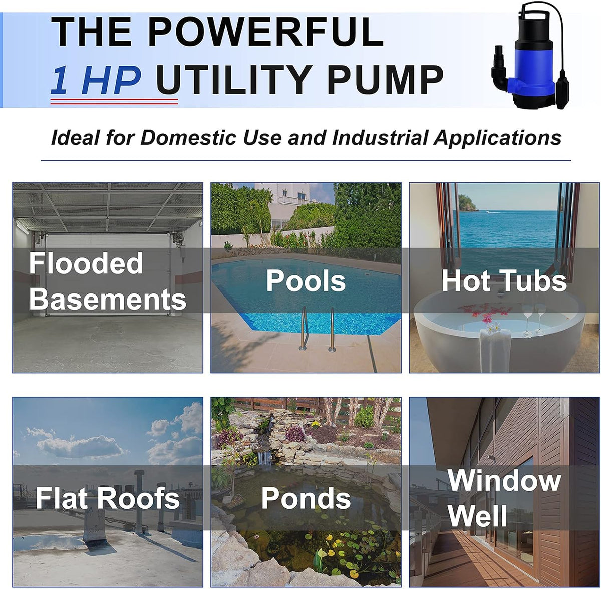 2 Pack 750W Submersible Dirty Water Pump with Float Switch K611