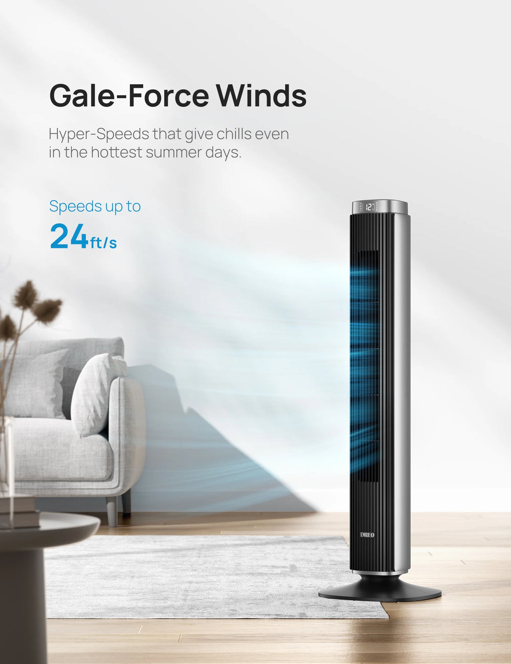 42" Tower Fan with Remote, 25 DB Quiet DC Bladeless Fan M82638