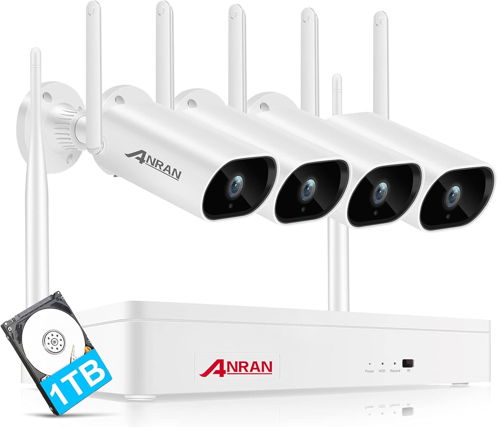 8 Channel 2K NVR 4Pcs 3MP Outdoor WiFi Security Camera with 1TB Hard Drive X25740