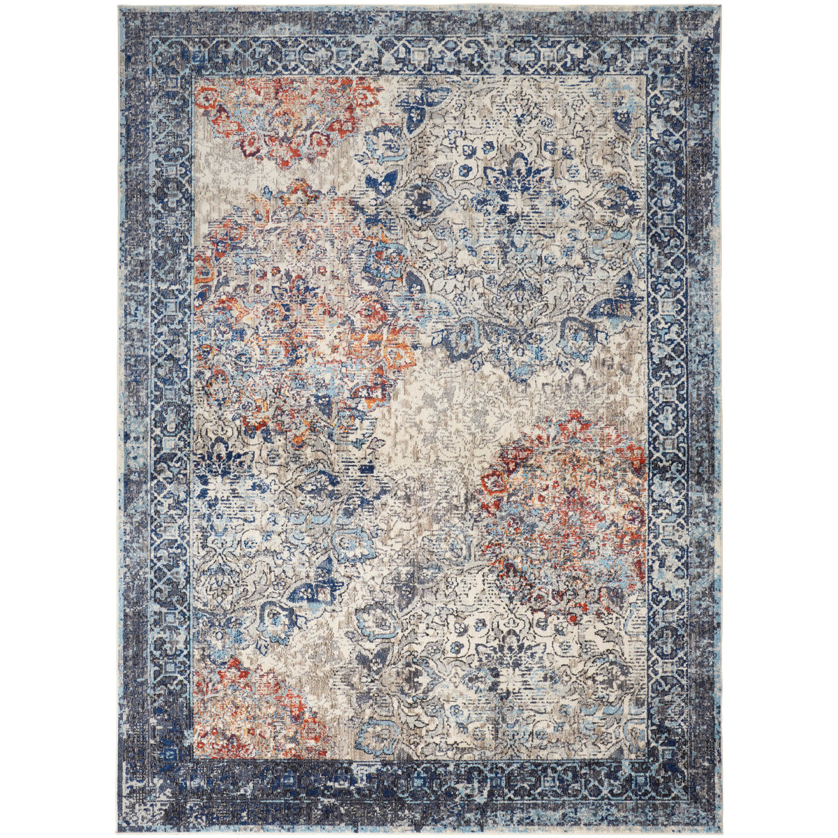 Blue/Ivory/Red Area Rug J6664