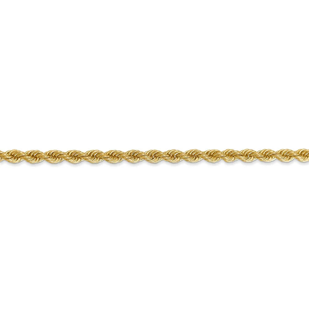 14kt Yellow Gold 3mm Rope Chain 9 inch Lobster Clasp J600