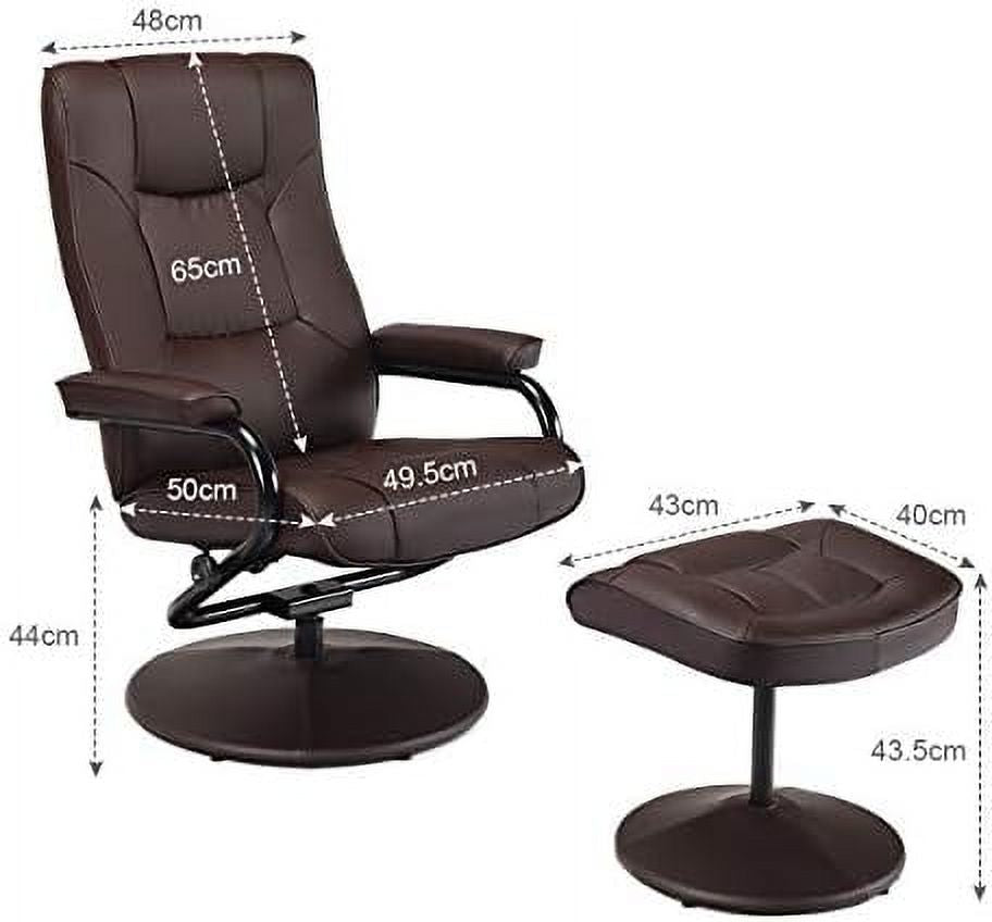 Gray PU Leather Recliner Chair with Ottoman S525