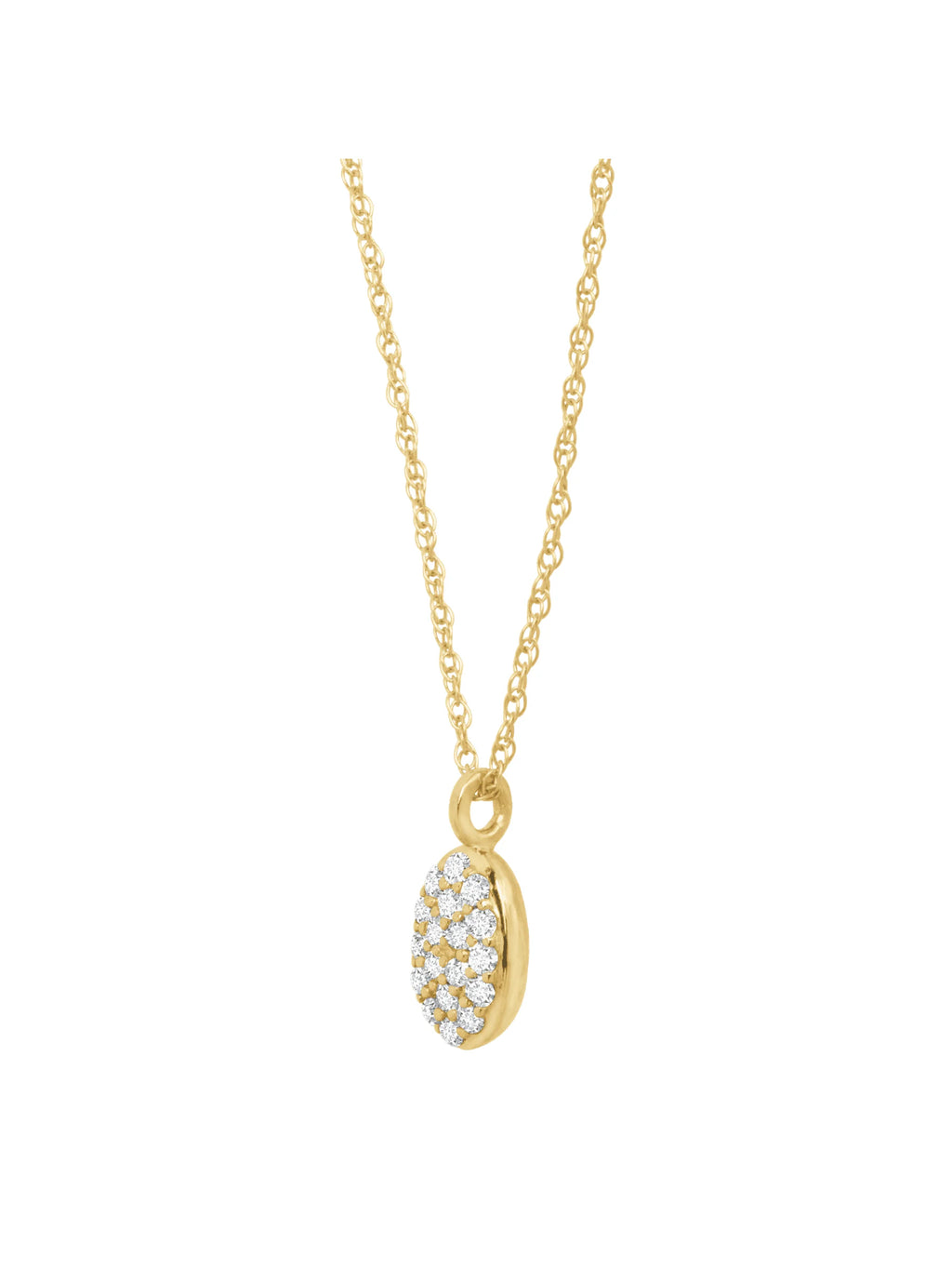 1/10 cttw Diamond Petite Oval Pendant Necklace in 10kt Yellow Gold, 18" P308