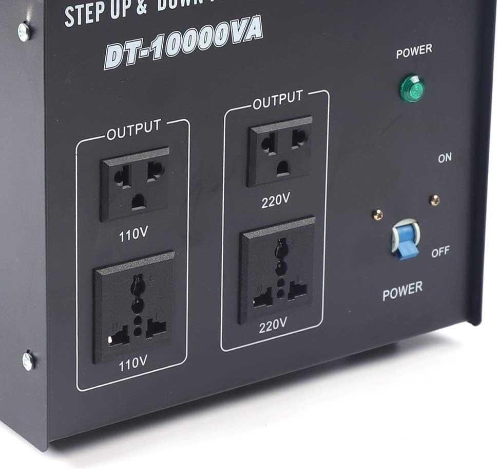 10000W Voltage Converter Transformer Step Up/Down 110V/220V Heavy Duty Power Converter with 2 US Outlets, 2 Universal Outlets, Circuit Breaker N549