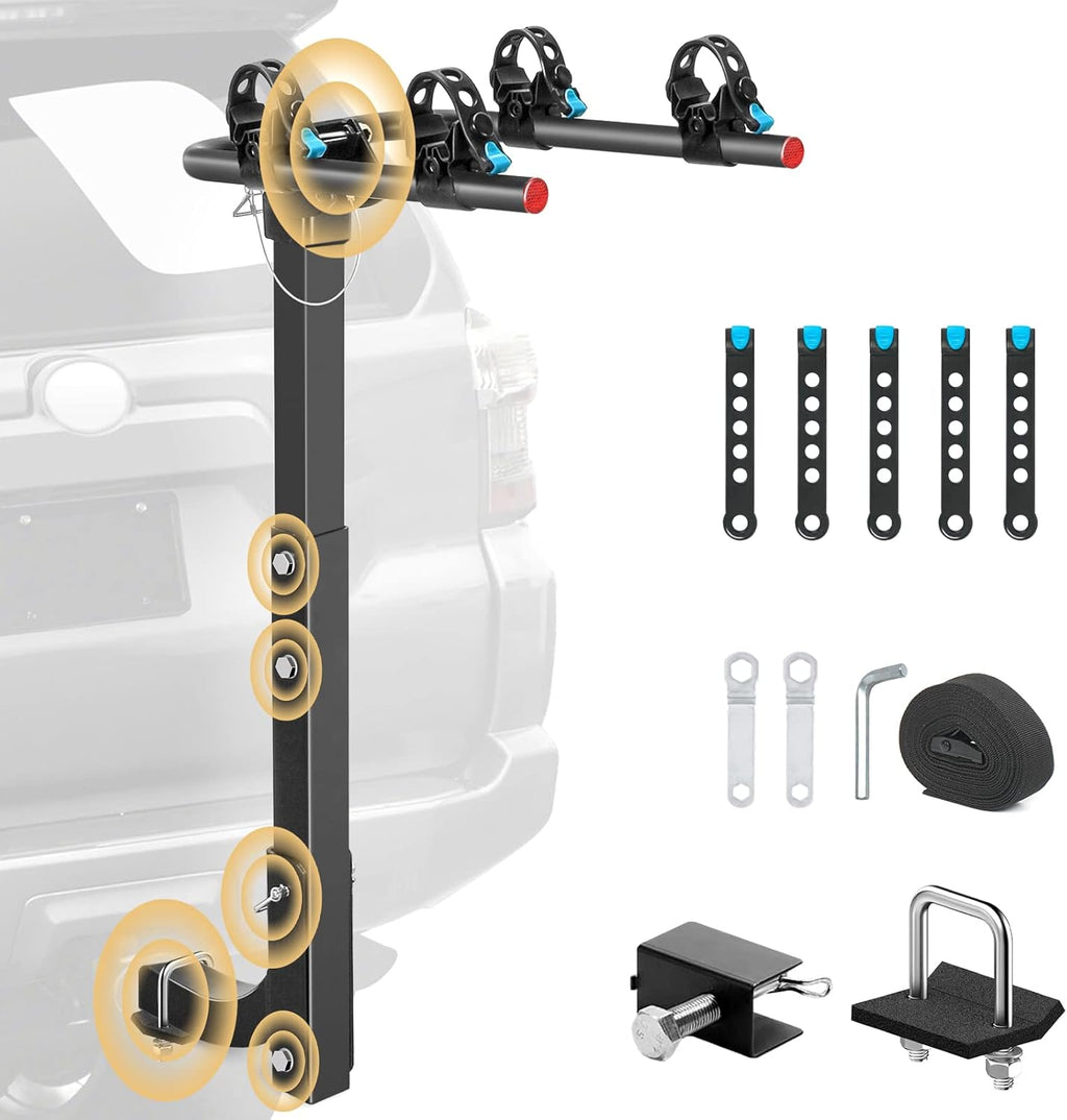 Hitch Bike Rack with Reflector and 2 Receiver, Heavy Duty Bicycle Carrier X771224