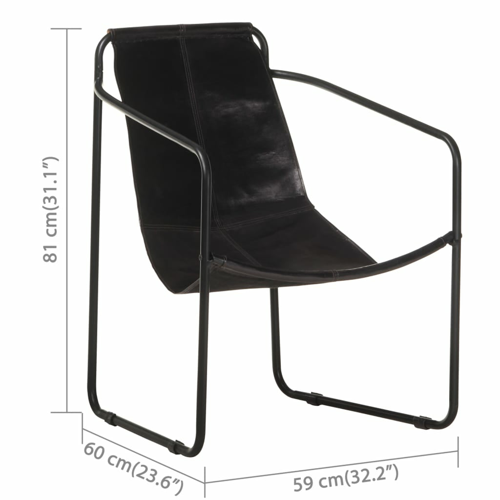 Black Real Leather Armchair A39038