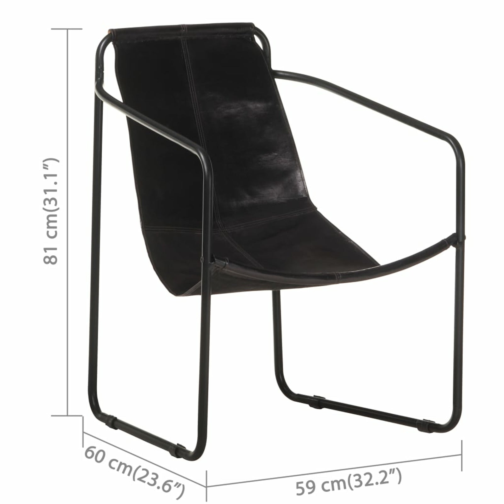 Black Real Leather Armchair A39038
