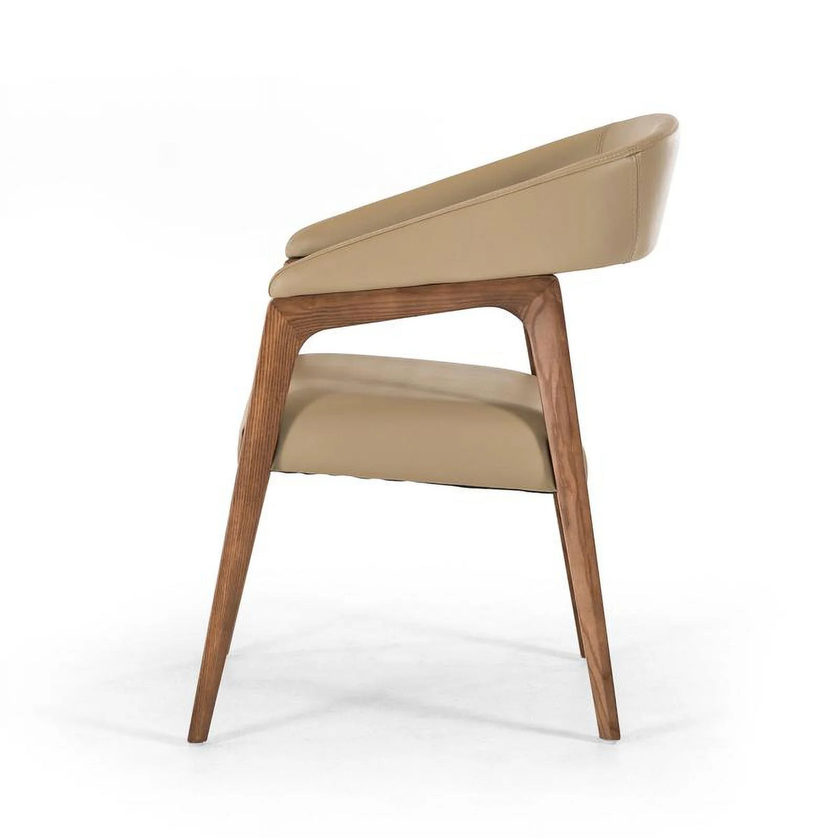 Taupe Leatherette and Walnut Wood Dining Chair Y62078