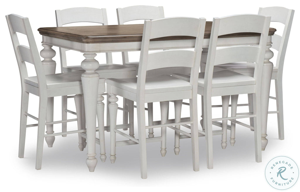 Aged Taupe Rustic White Pub Table Y373904
