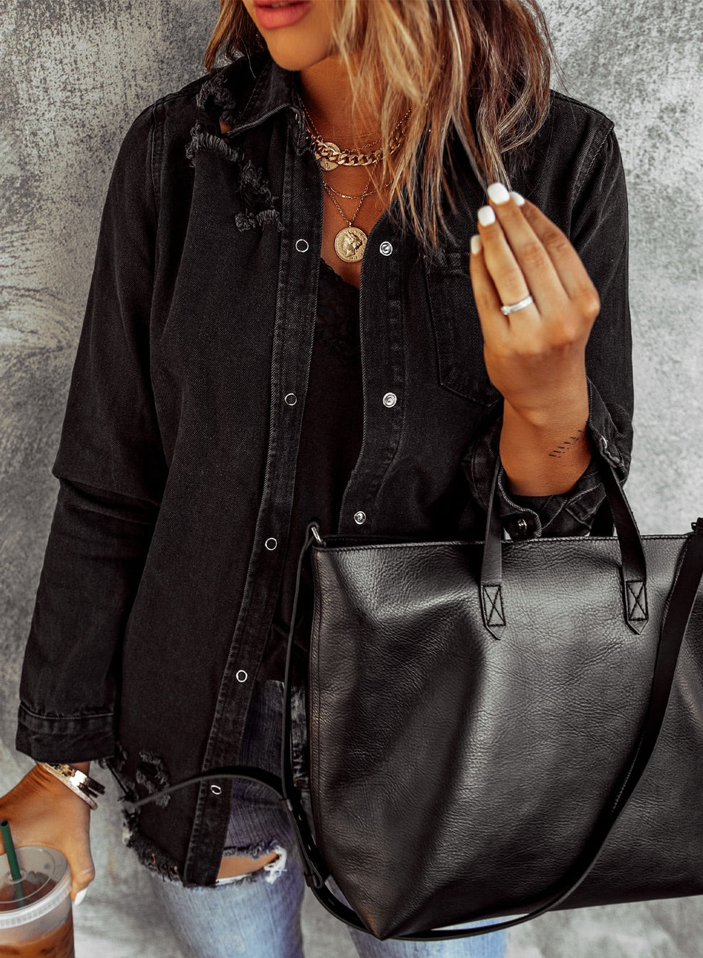 Distressed Denim Jacket U7309