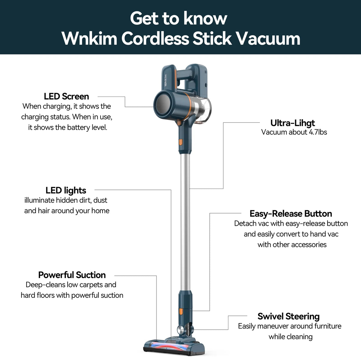 Cordless 6-in-1 Stick Vacuum Cleaner with 2200 mAh Battery O2362