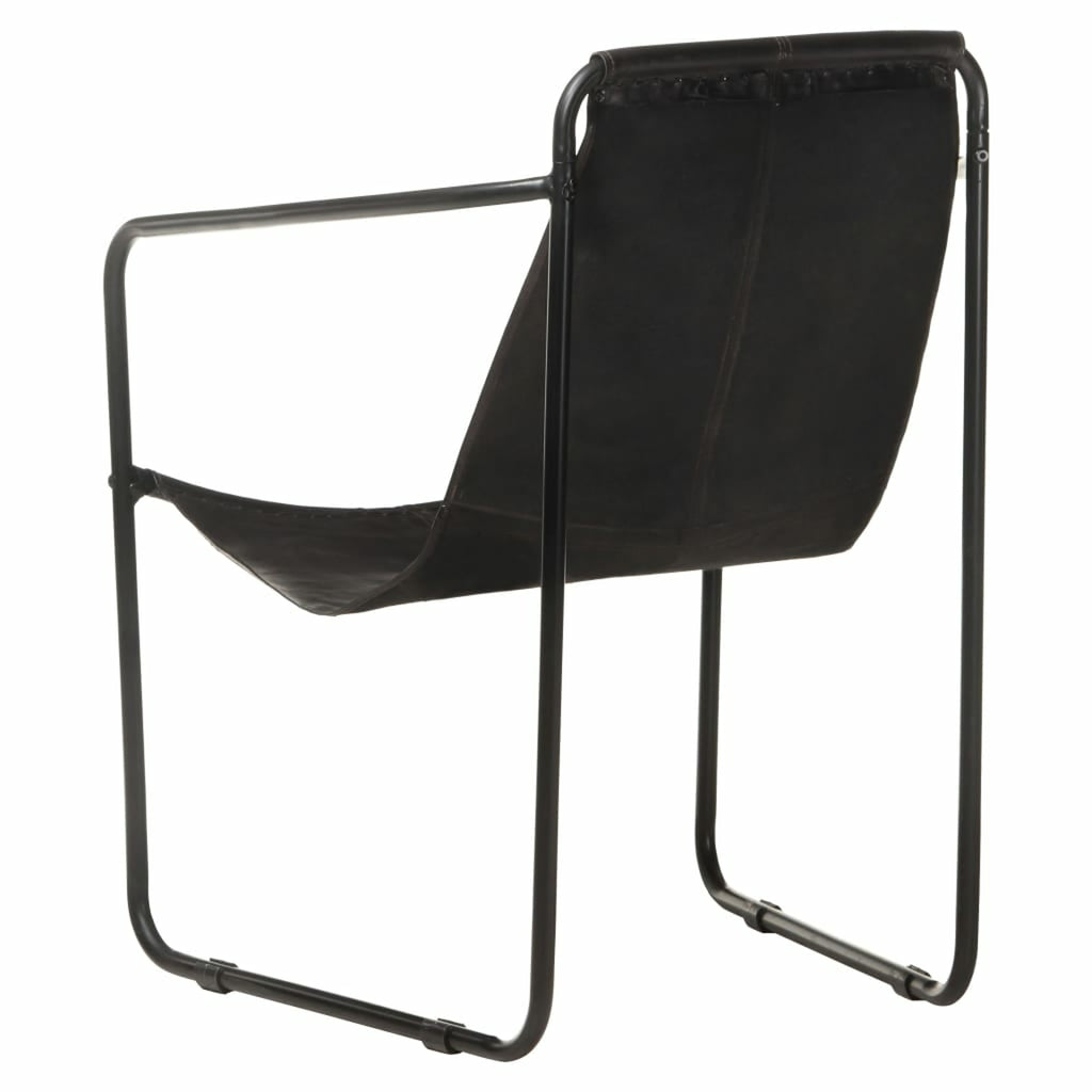 Black Real Leather Armchair A39038