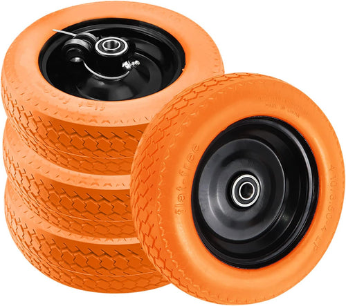 10 Flat Free Solid Rubber Wheels with 5/8″ Bearings, 4PCS W384177