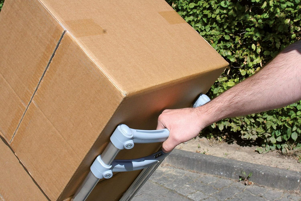 Blue Aluminum Hand Truck with Folding Shovel, 570 Lbs. Capacity, Solid Rubber Tires M5028
