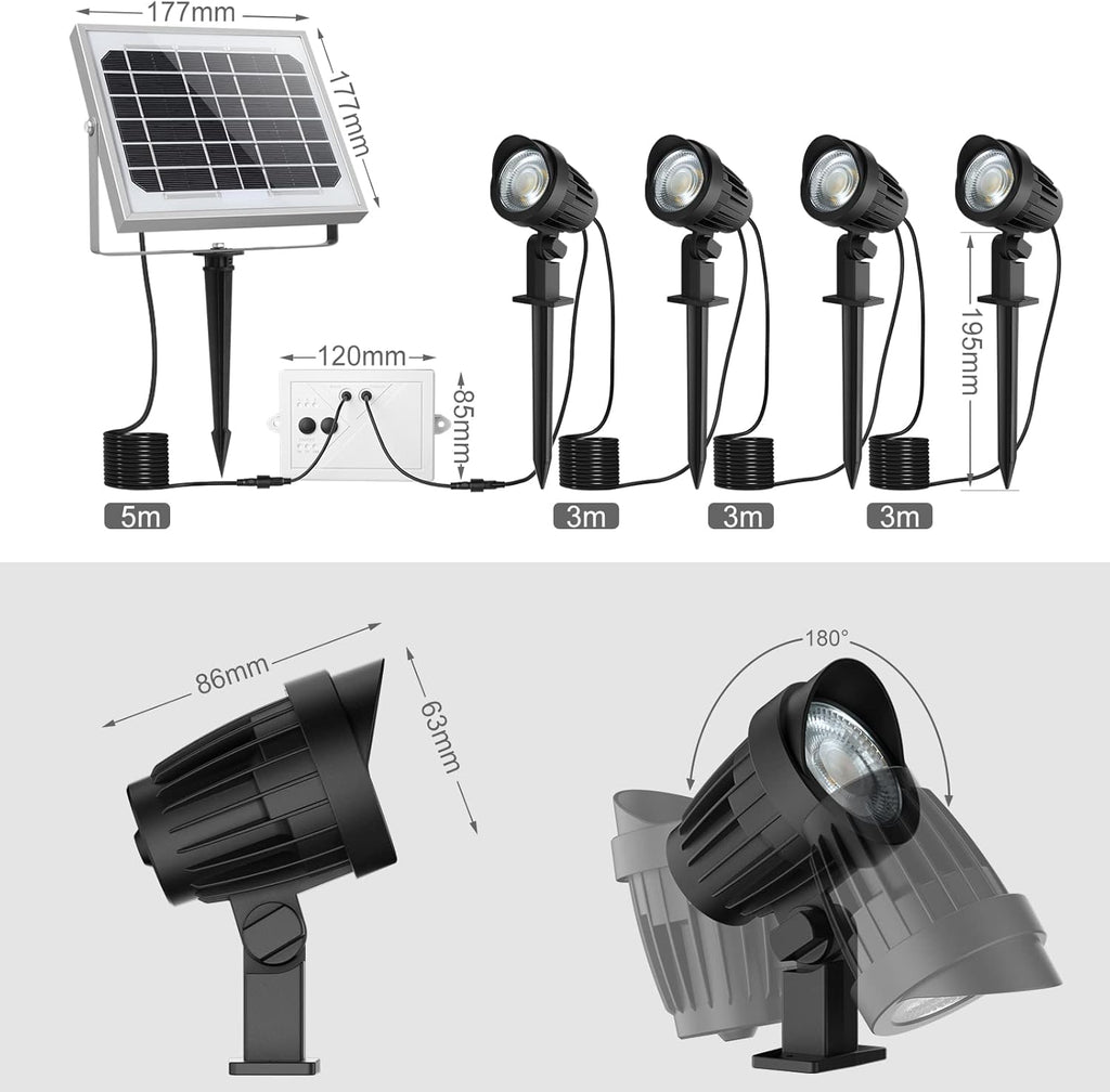 4-in-1 Solar Landscape Lights, IP66 Waterproof, 2700K/4000K/6000K Q65458