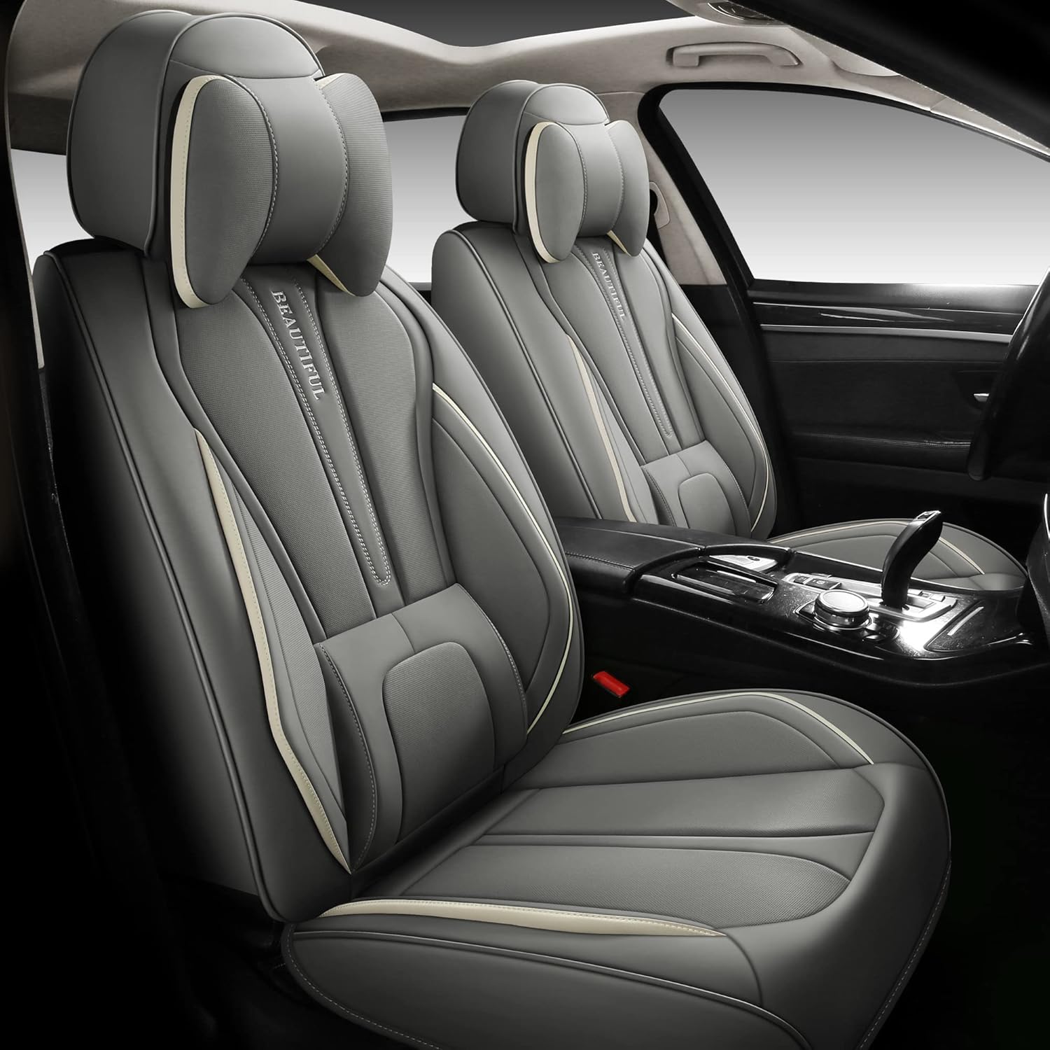 Red Leather Car Seat Covers Full Set 5 Seats K2304