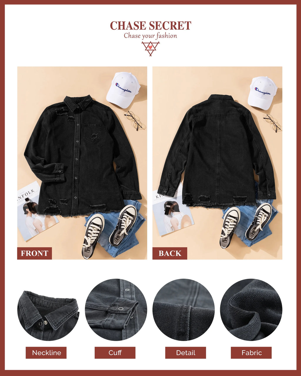 Distressed Denim Jacket U7309
