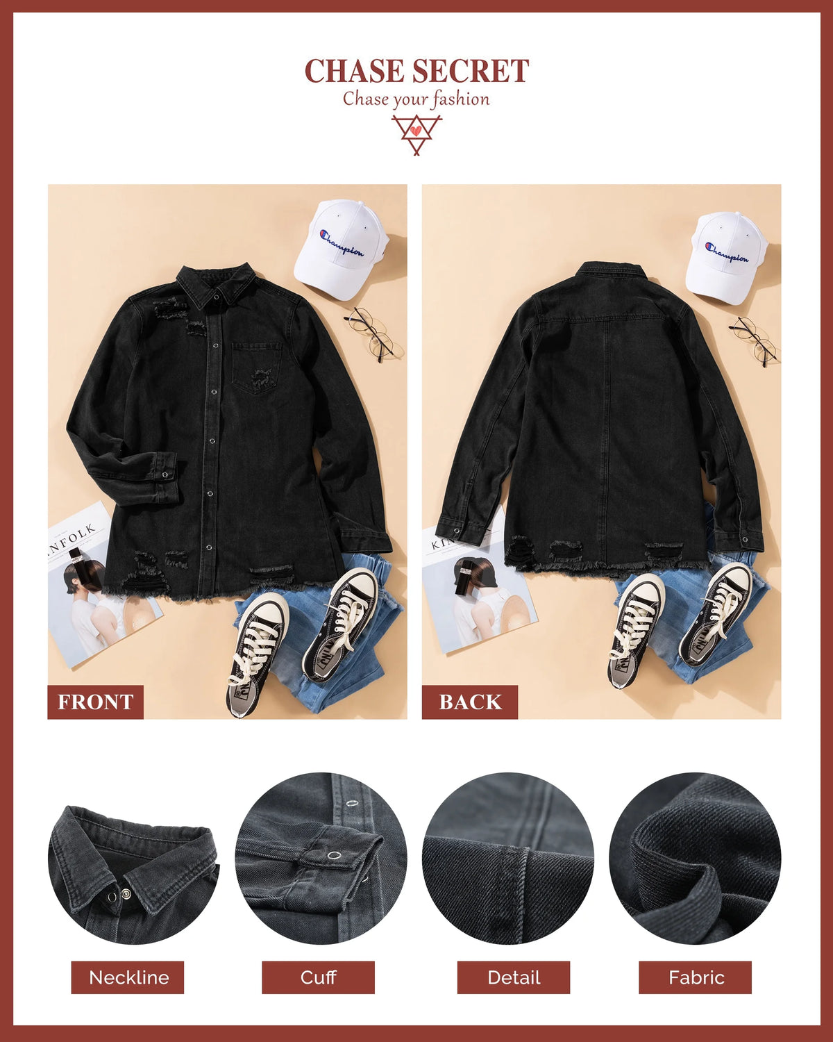 Distressed Denim Jacket U7309