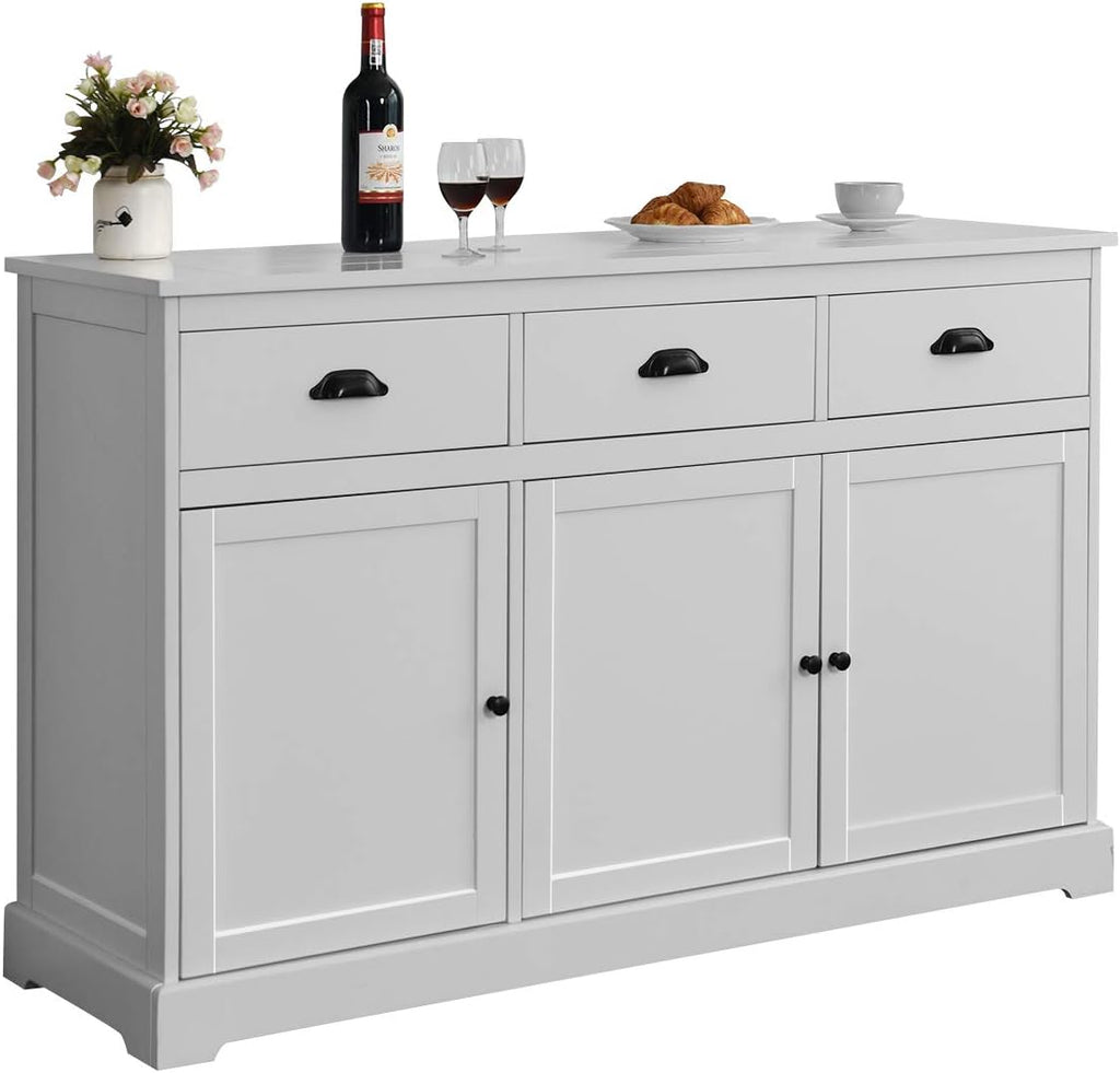 White Sideboard with 2 Cabinets and 3 Drawers L913