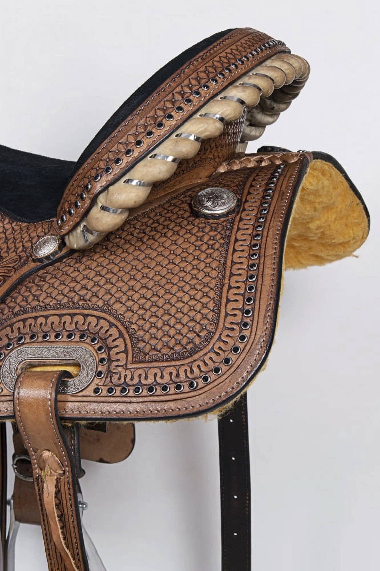 Dark Brown Leather Barrel Racing Saddle H502260