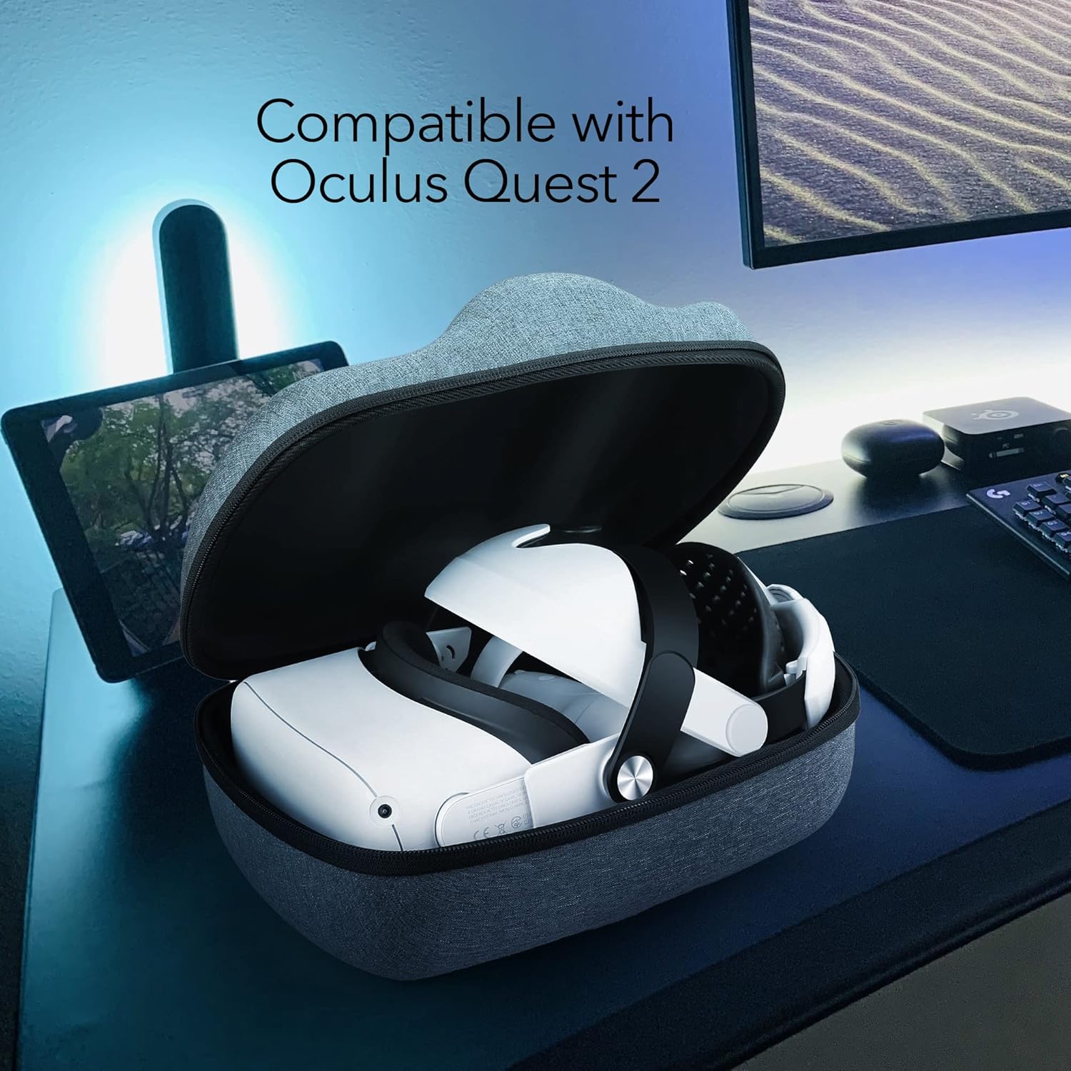 VR Headset Carrying Case, Head Strap, and Face Cover Bundle Pack of 2 Z30204