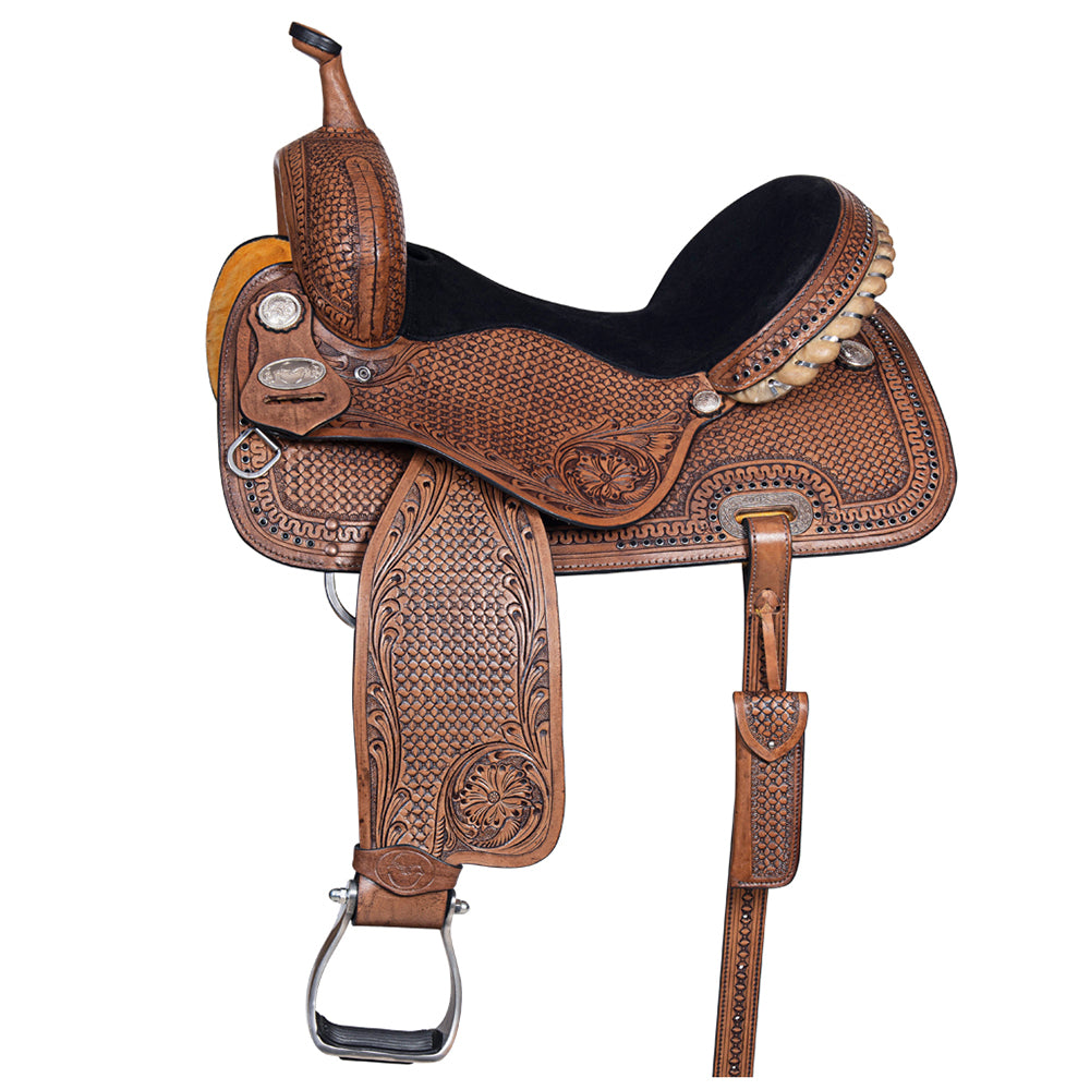 Dark Brown Leather Barrel Racing Saddle H502260