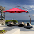 11 FT Curvy Aluminum Offset Umbrella with Base K56191