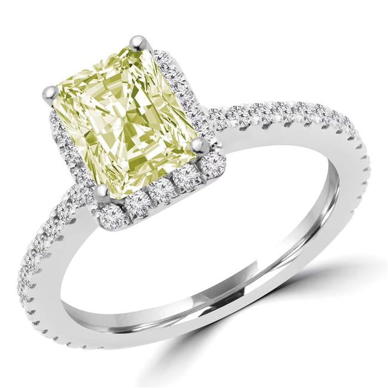 14K White Gold Radiant Diamond Halo Engagement Ring D331770