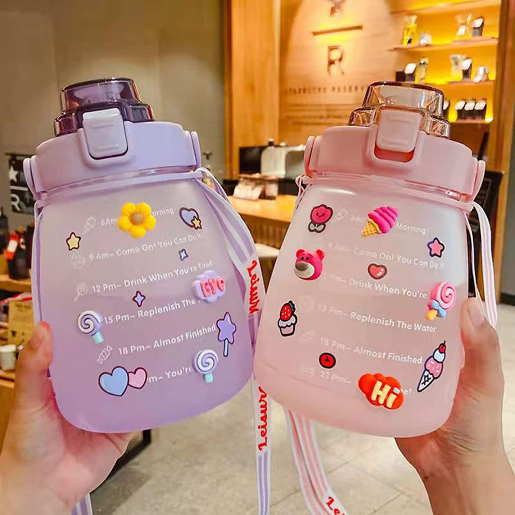 Purple Big Belly Water Bottle with Straw O808