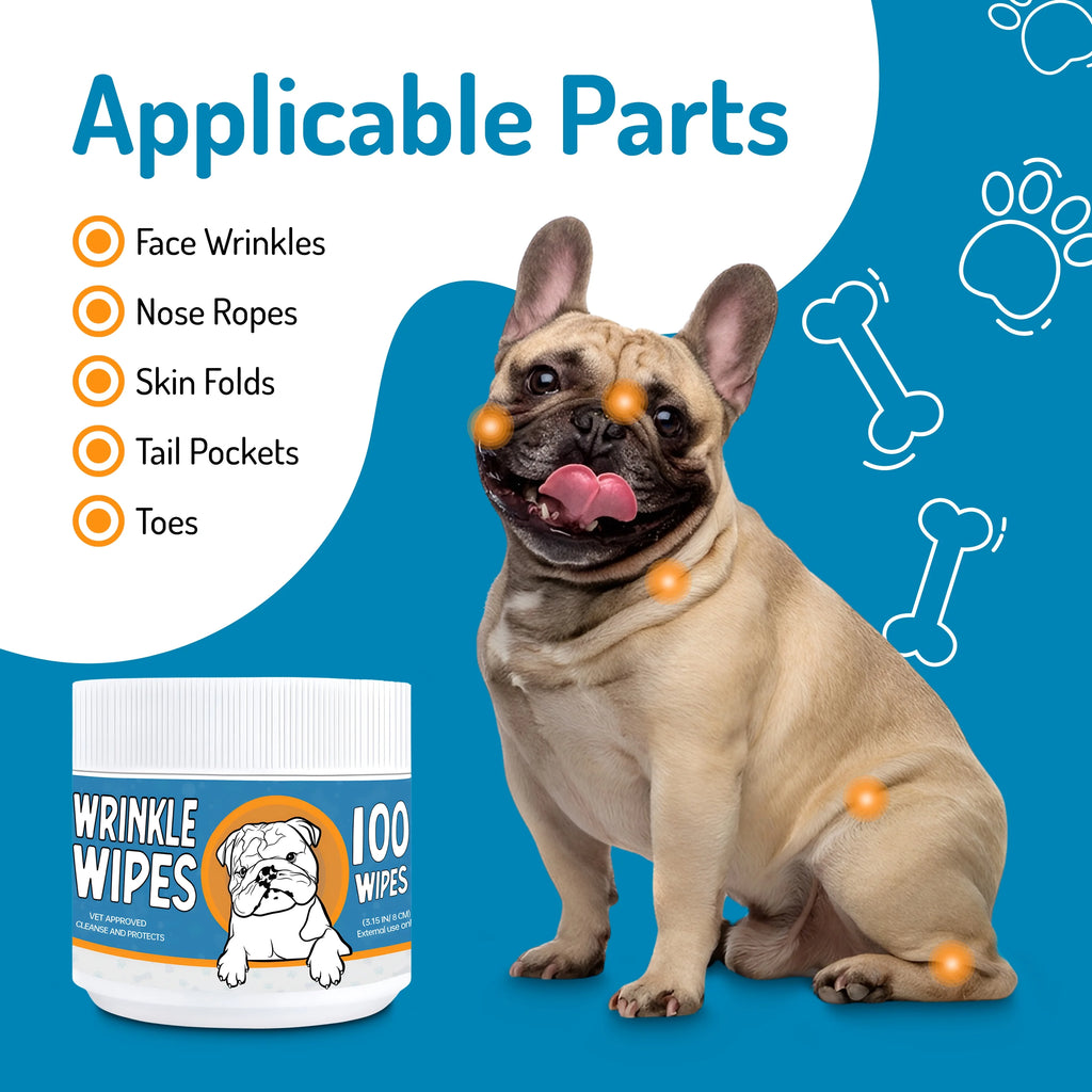 100 Count Dog Wrinkle Wipes for French Bulldog, English Bulldog, Pugs Q524276
