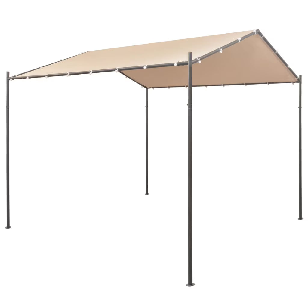 Beige Steel Gazebo Pavilion Tent Canopy F86598