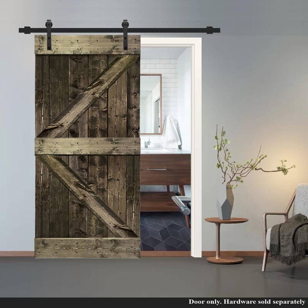 Espresso Solid Knotty Pine Wood Interior Sliding Barn Door Slab X508323